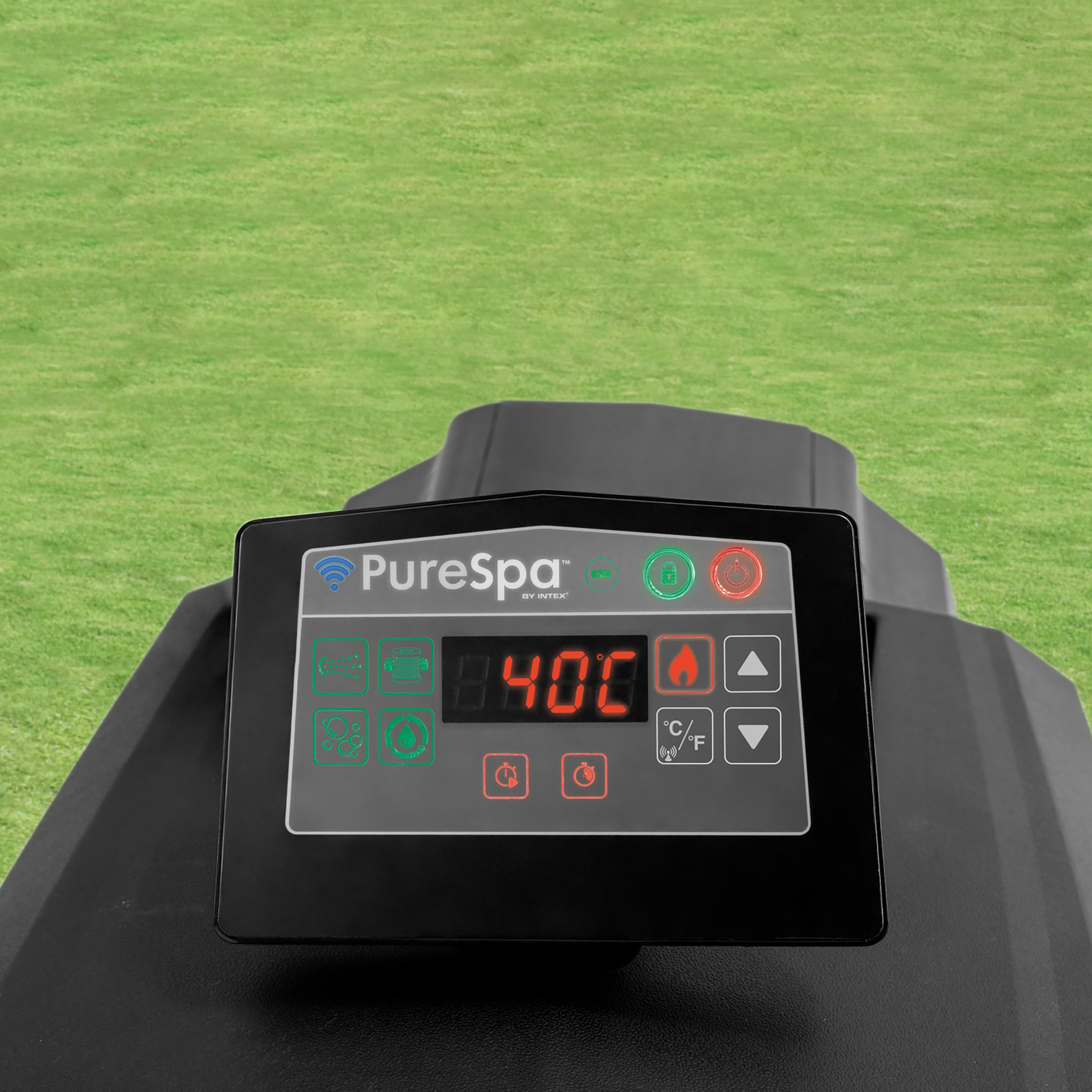 INTEX - PureSpa Bubble Glow Deluxe Idromassaggio Gonfiabile Rotonda da 4 posti colore nero - altezza 71 cm diametro 201 cm